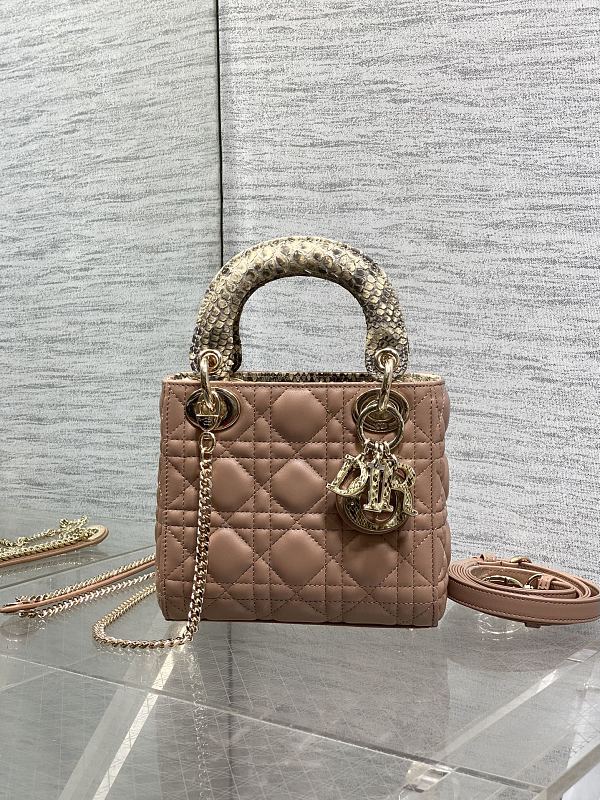 Lady Dior Bag Mini Taupe Crystal Handle
