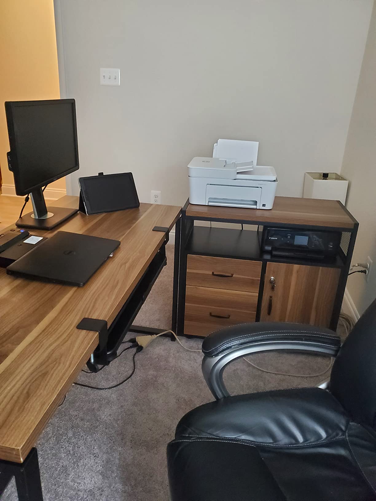 L Shaped Desk with Drawer Cabinet