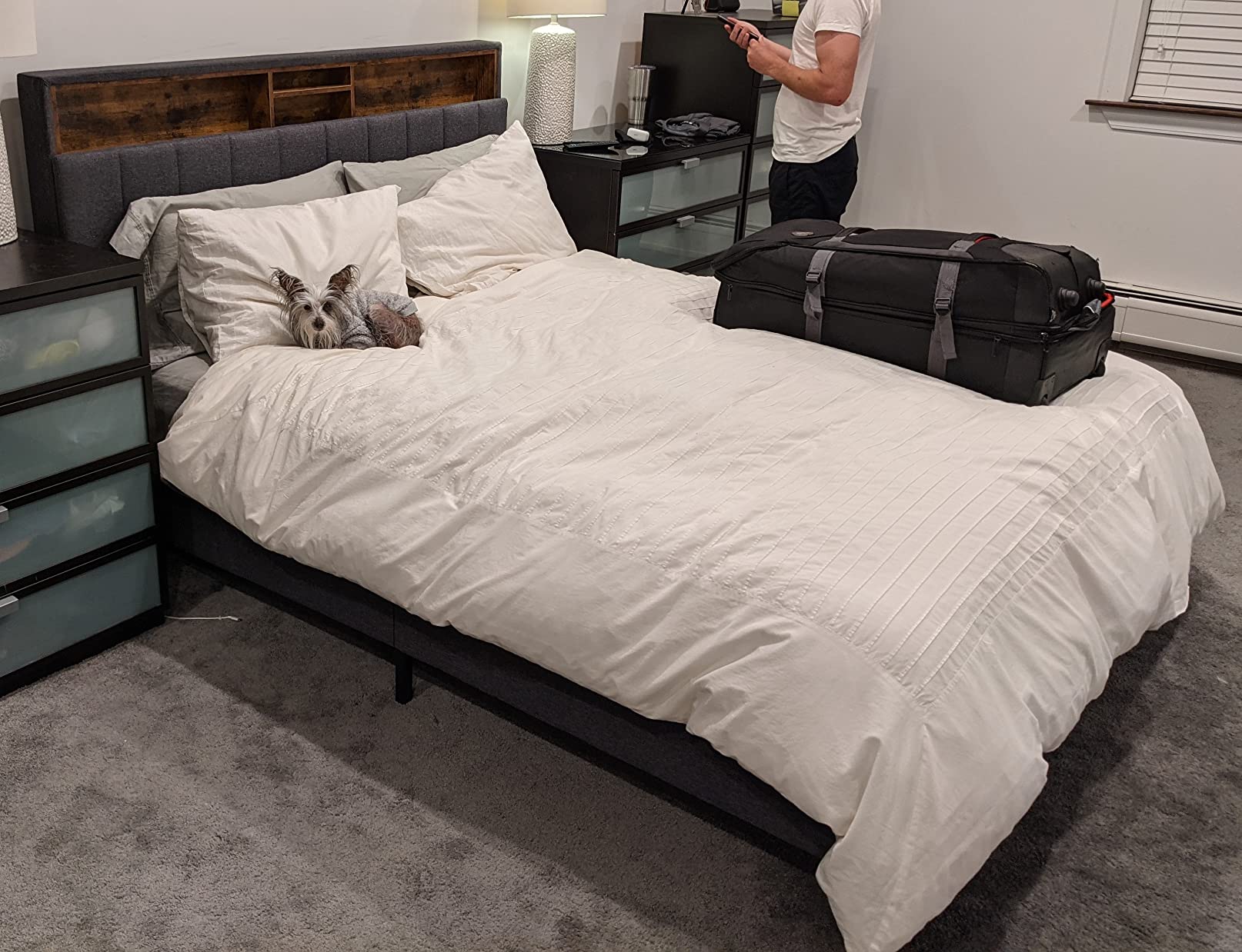 Queen Bed Frame with USB Ports and Outlets