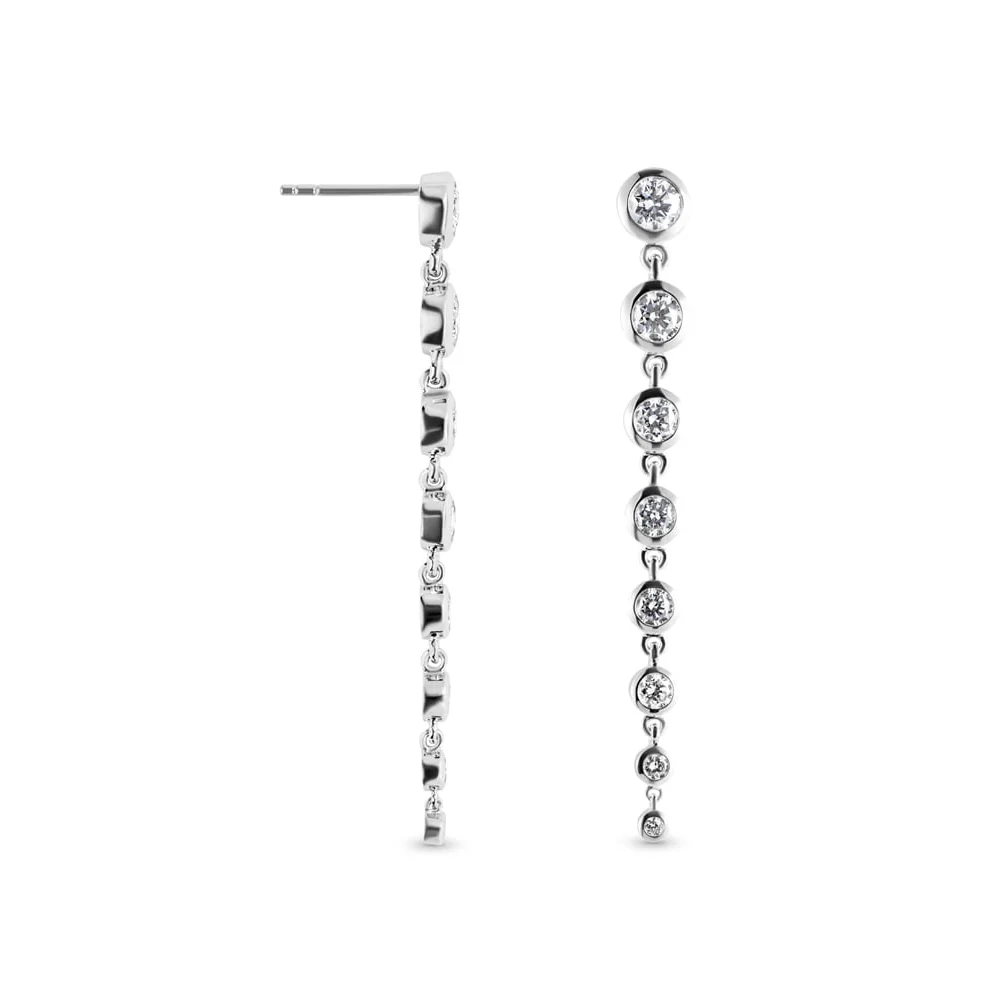 1 ¾ ctw Round Lab Grown Diamond Graduated Bezel Drop Earrings