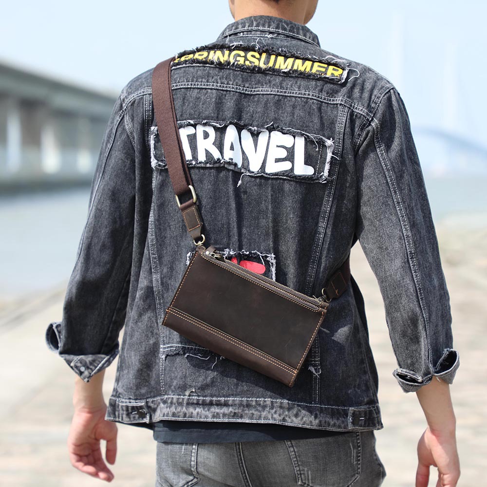 Minimalist Full-Grain Leather Crossbody Pouch - Compact Utility for the Modern Lifestyle