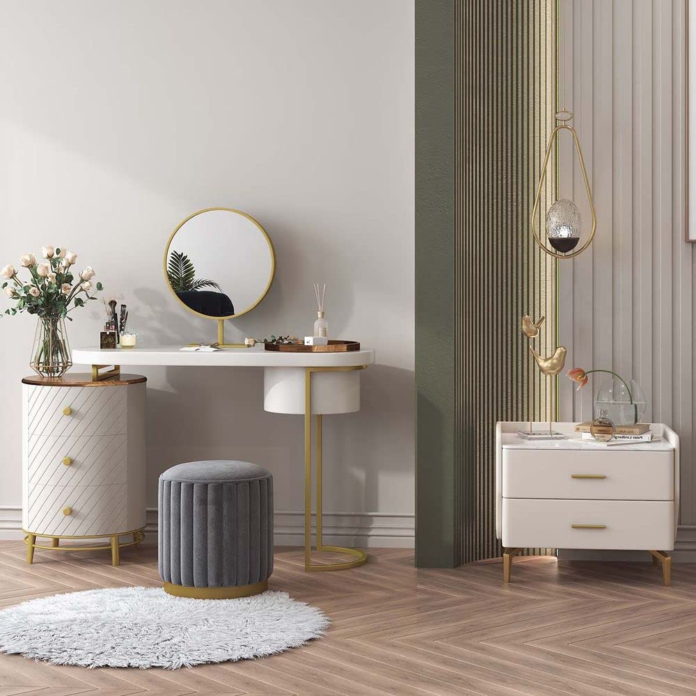 Modern Makeup Vanity Table with LED Lighted Mirror