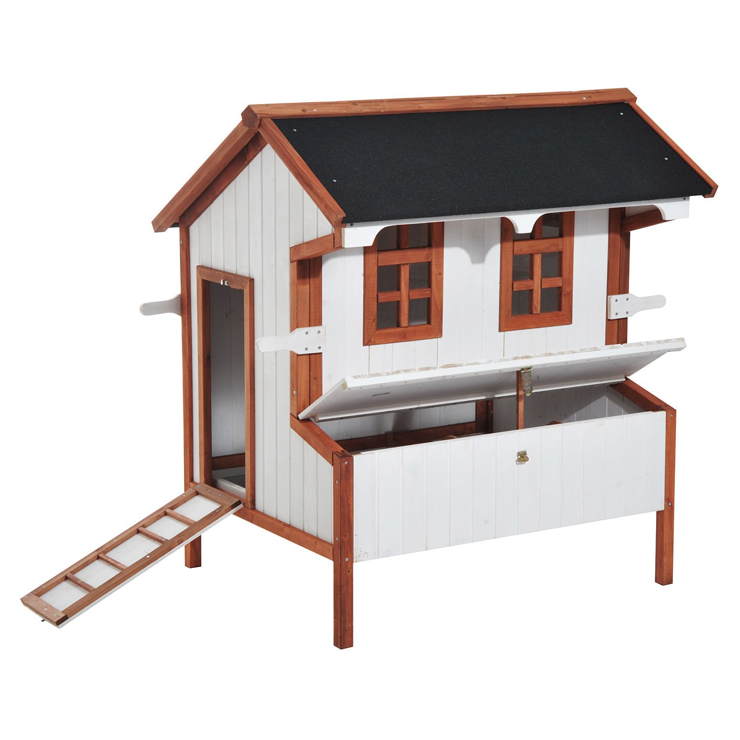Chicken Coop Wooden Rabbit Hutch Raised Poultry Cage Portable Hen