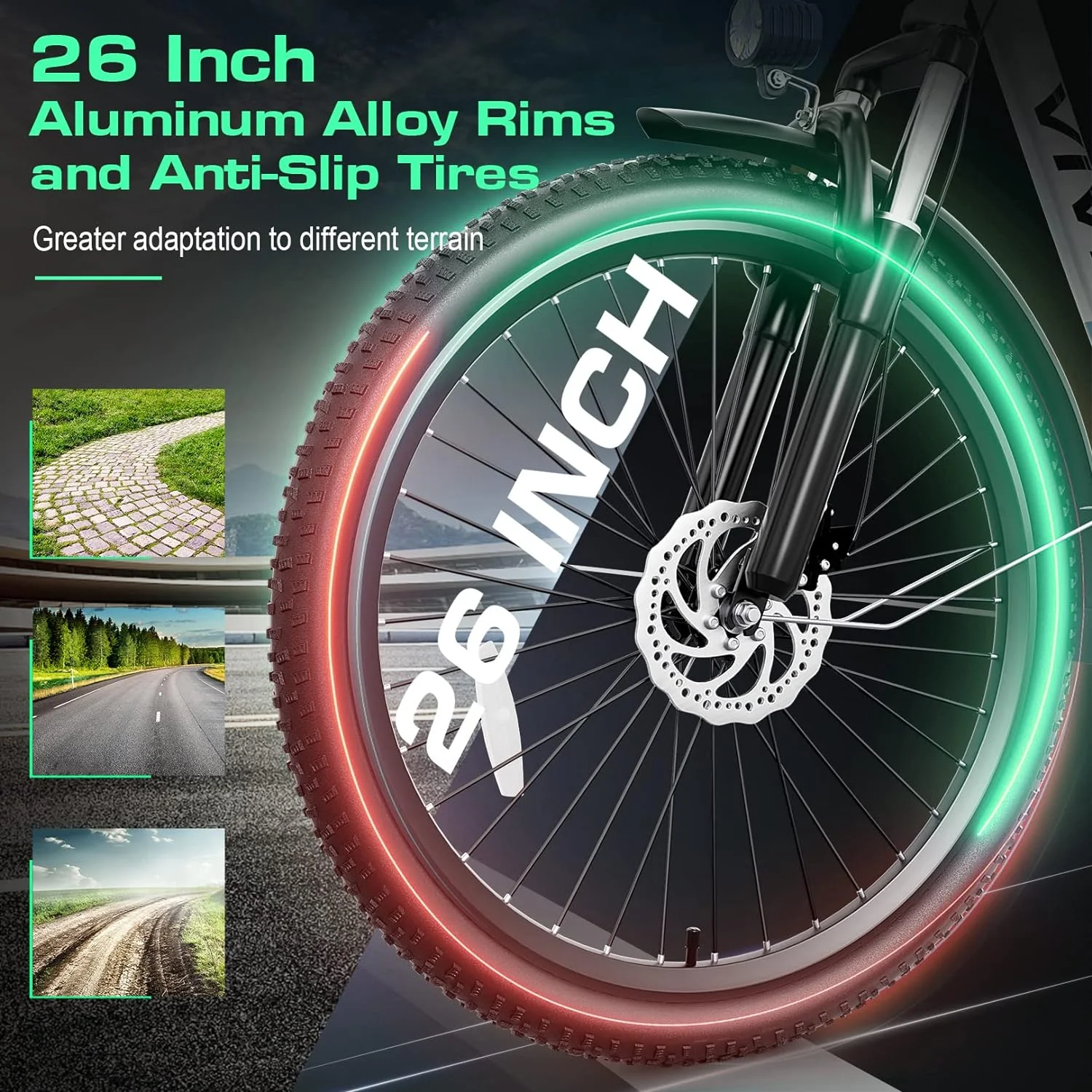 Vivi 26in Electric Commuter Bike, 500W, 48V