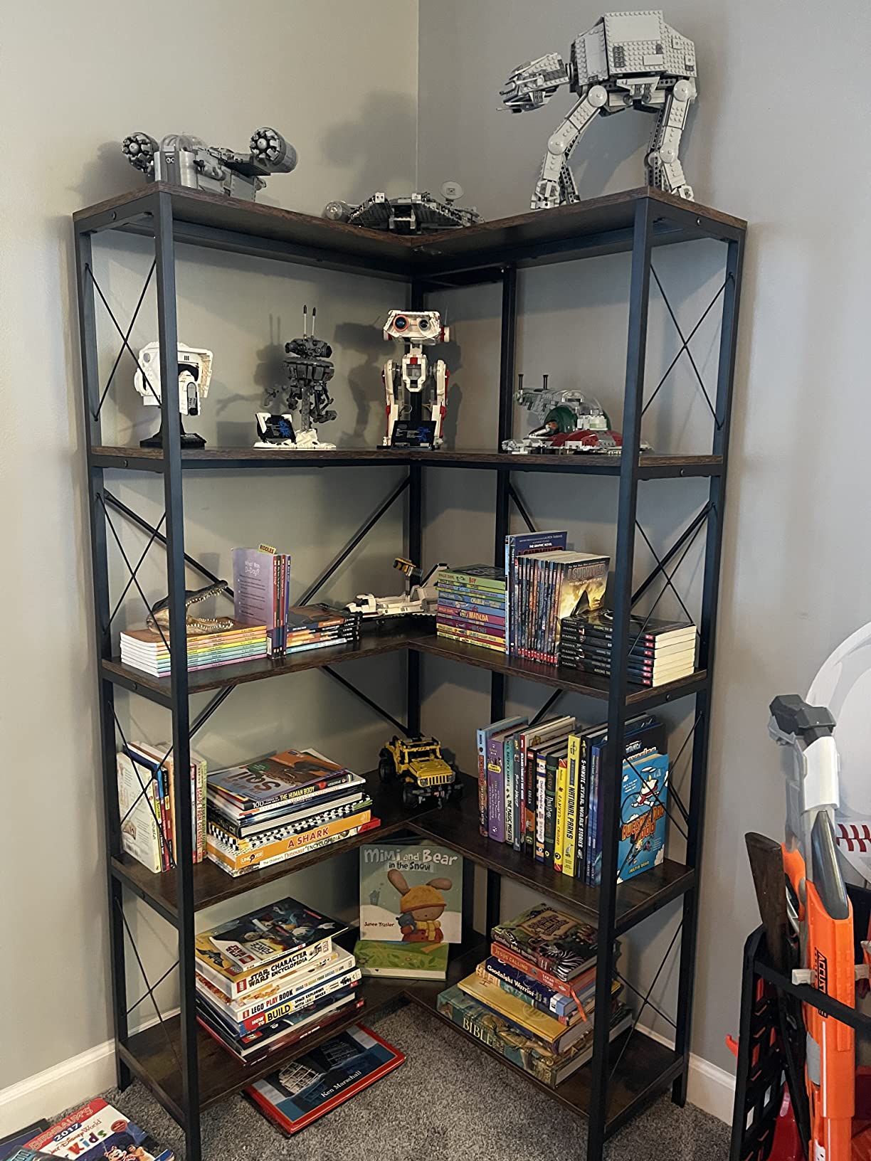 5-Shelf Corner Bookshelf