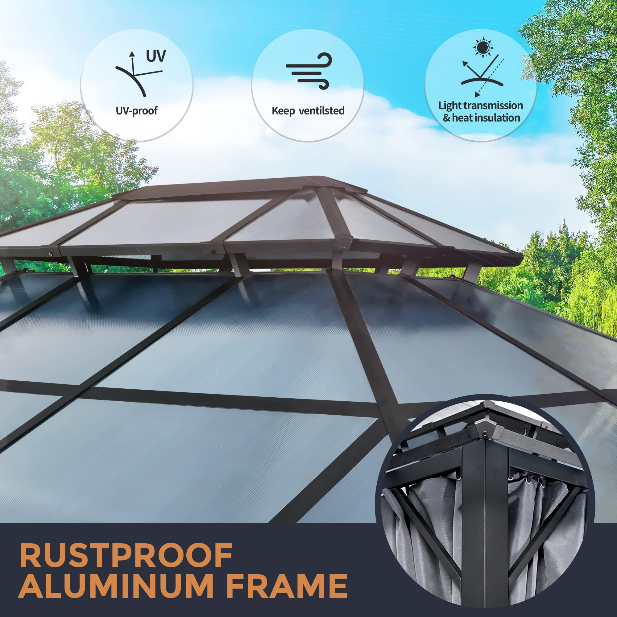 Double Hardtop Roof Gazebo