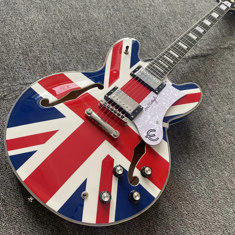 Electric Guitar Flag, Double F-holes, Hollow Body, Chrome Alloy Hardware, 6 strings