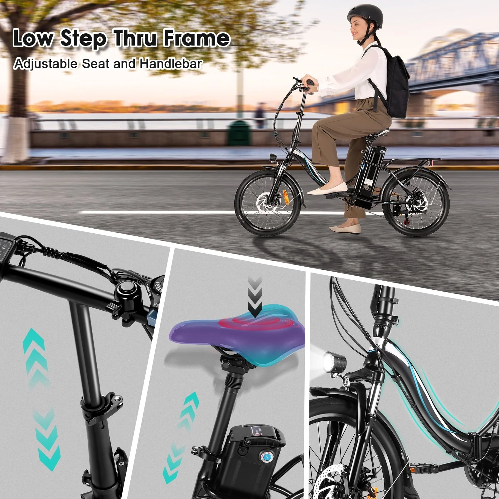 Elifine 20in Folding Electric Commuter Bike, 500W, 48V 7.8Ah