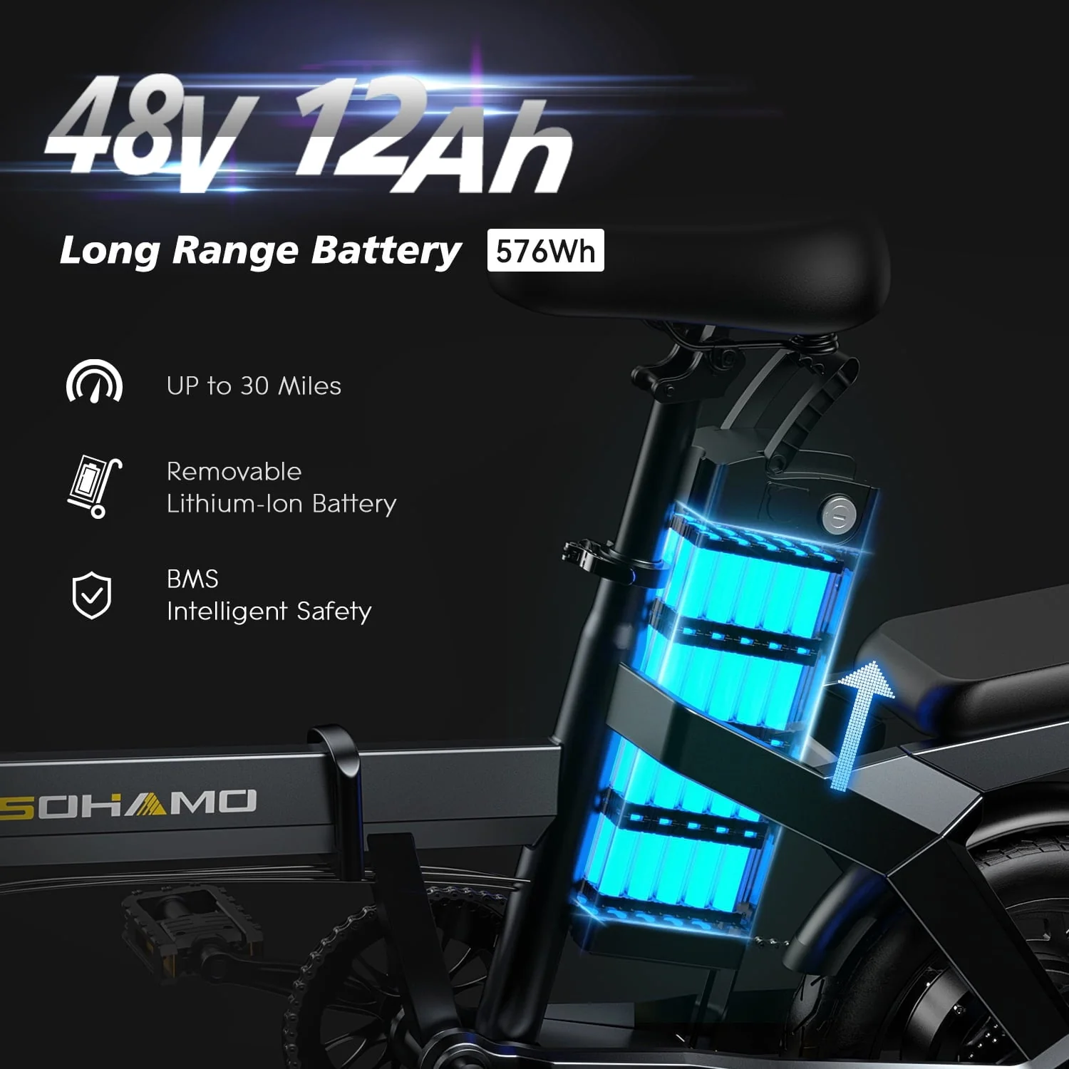 SOHAMO A3 Folding Electric Bike, 400W, 48V 12Ah