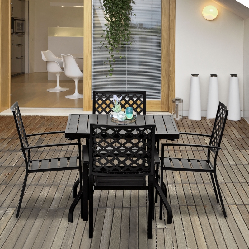 5 PCs Patio Dinning with Table Modern Stylish Chair Metal Frame