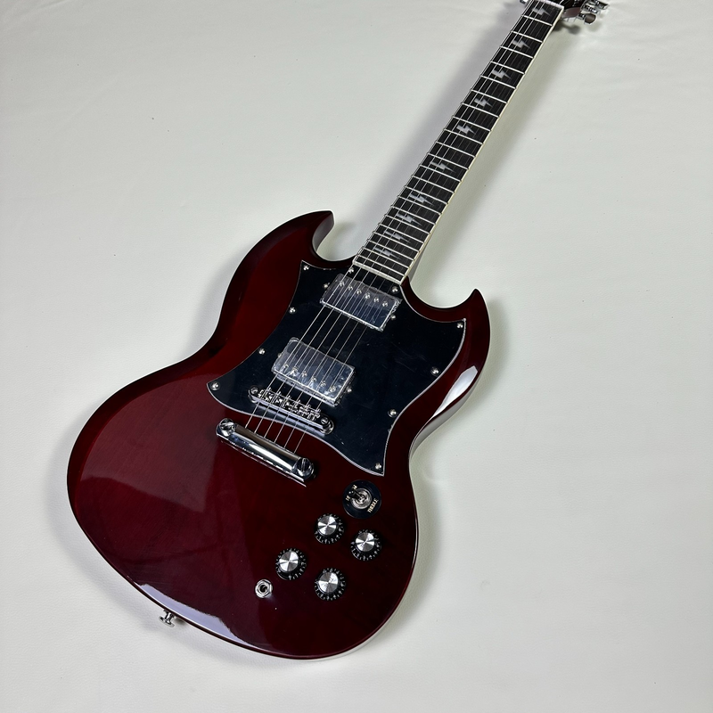 G400 Angus Young Dark Wine Red SG Electric Guitar with Lightning Bolt Inlays