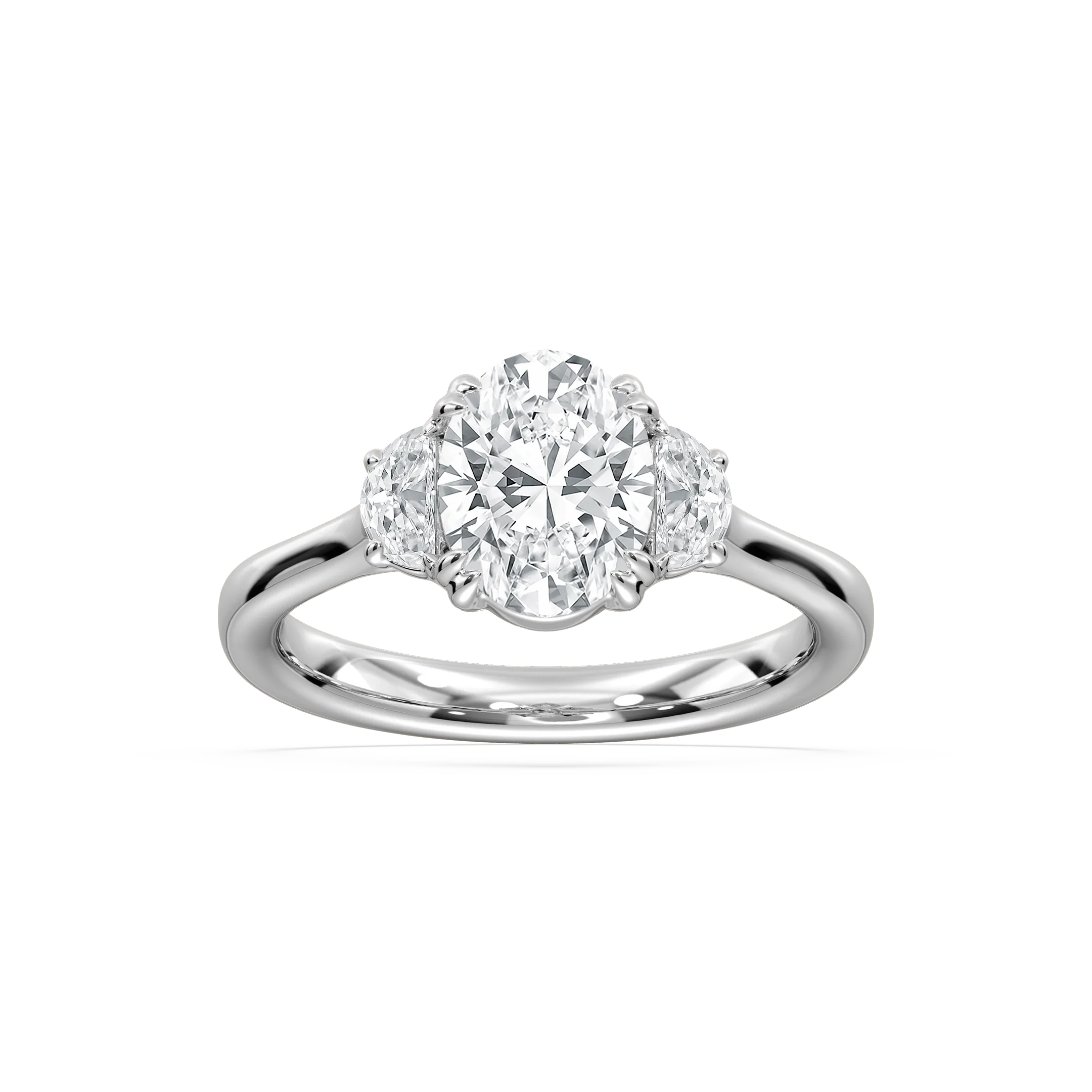 Luna 2 ½ ctw Oval Lab Grown Diamond Half Moon Double Prong Engagement Ring