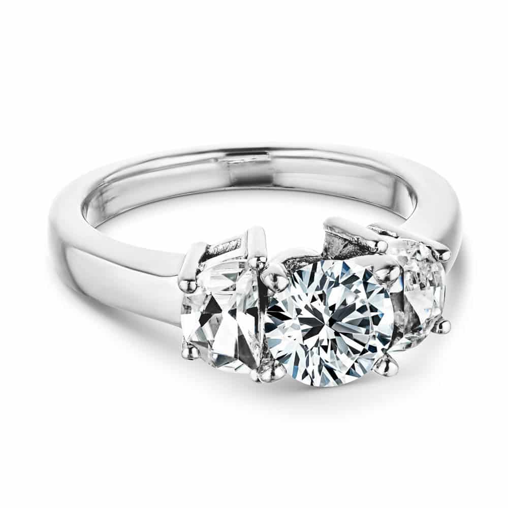 Naomi Round Lab Grown Diamond and Half Moon Three Stone Engagement Ring