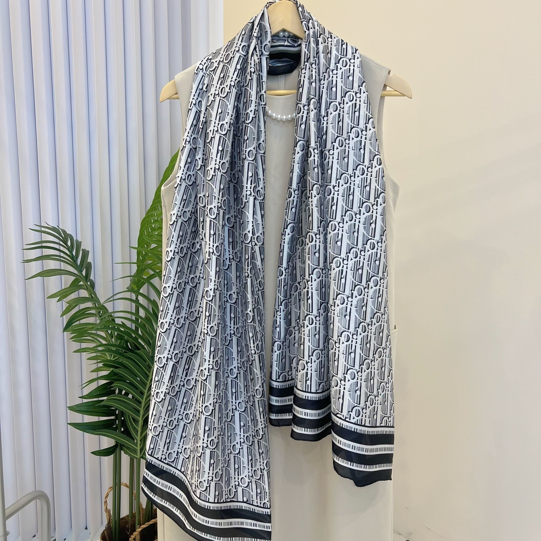 Dior Oblique Scarf Burgundy and Grey 90 x 180 cm