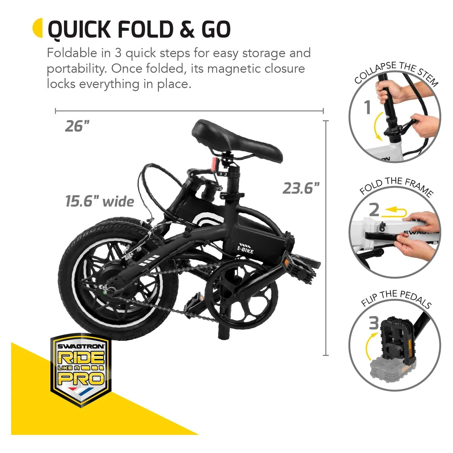 Swagtron Swagcycle EB5 Pro Plus Folding Electric Bike