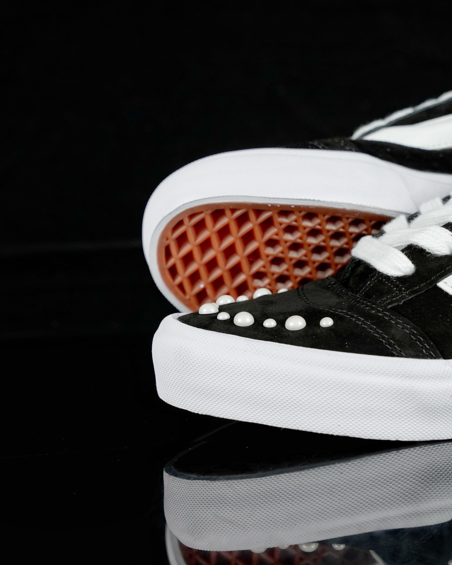 Vans Knu Skool Black White Pearl Stud Chunky Sneakers