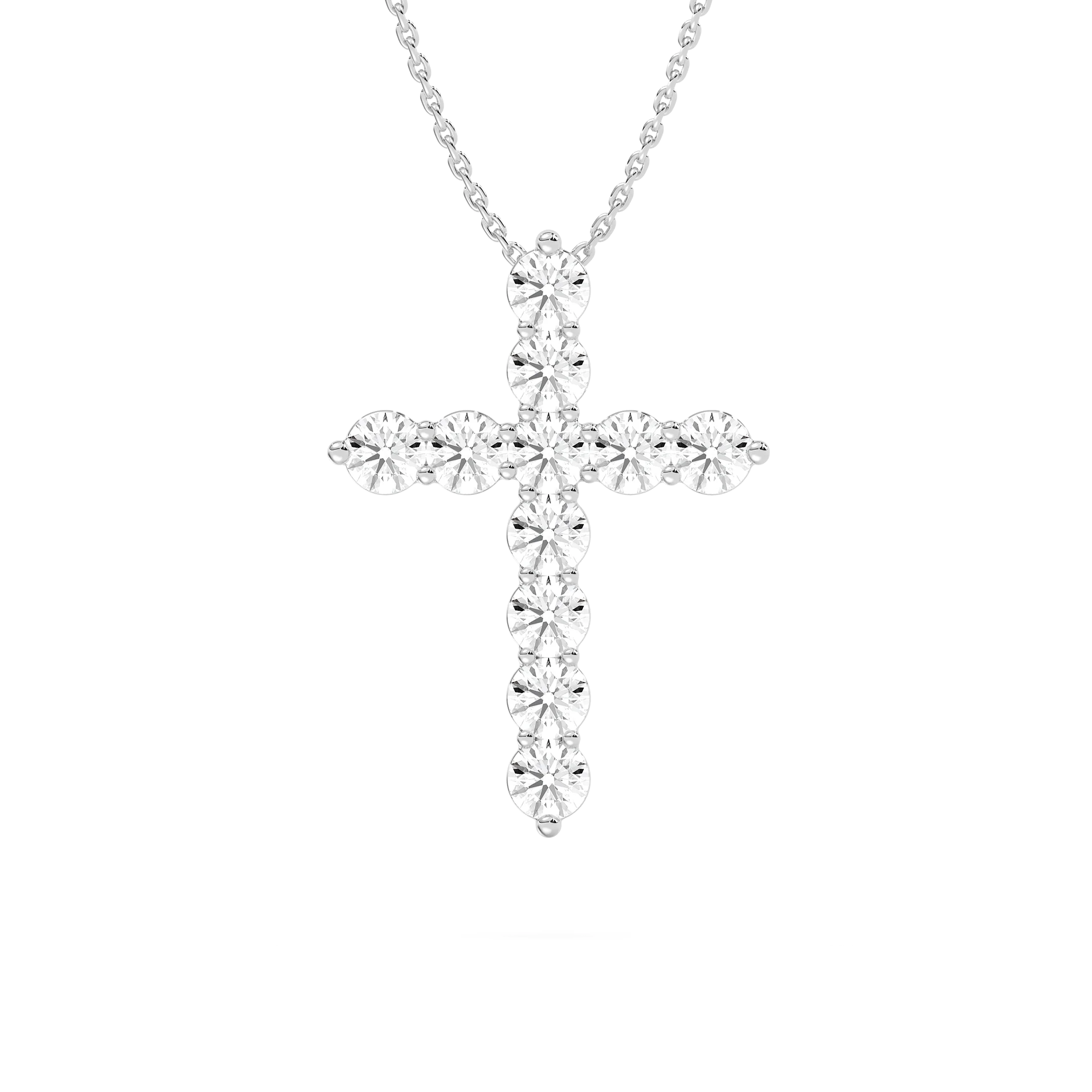 Round Lab Grown Diamond Shared Prong Cross Pendant - 18 Inches