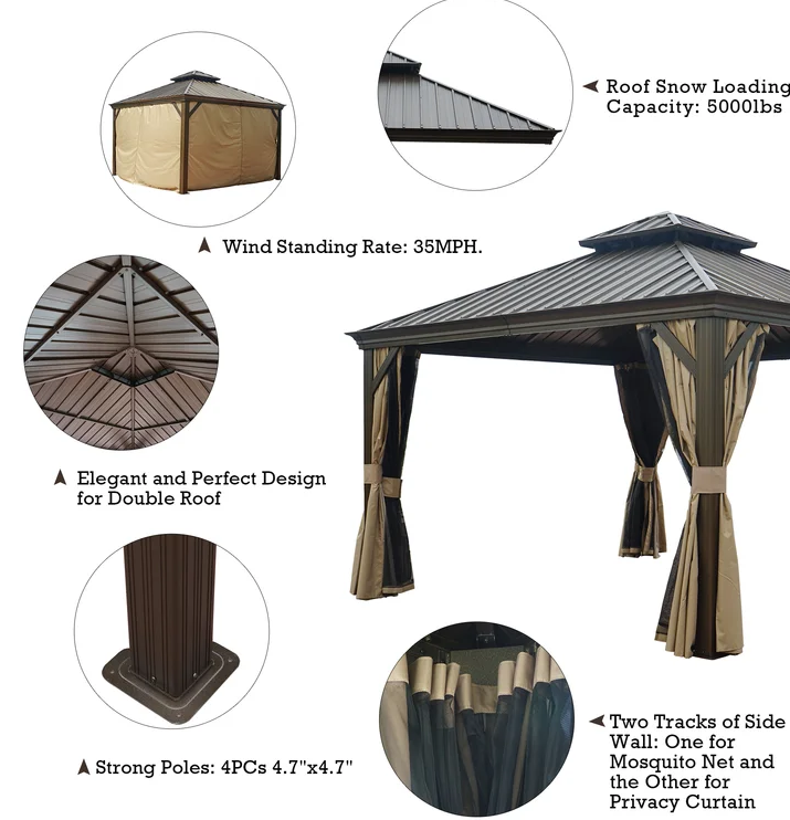 Alexander 12 Ft. W X 12 Ft. D Aluminum Patio Gazebo