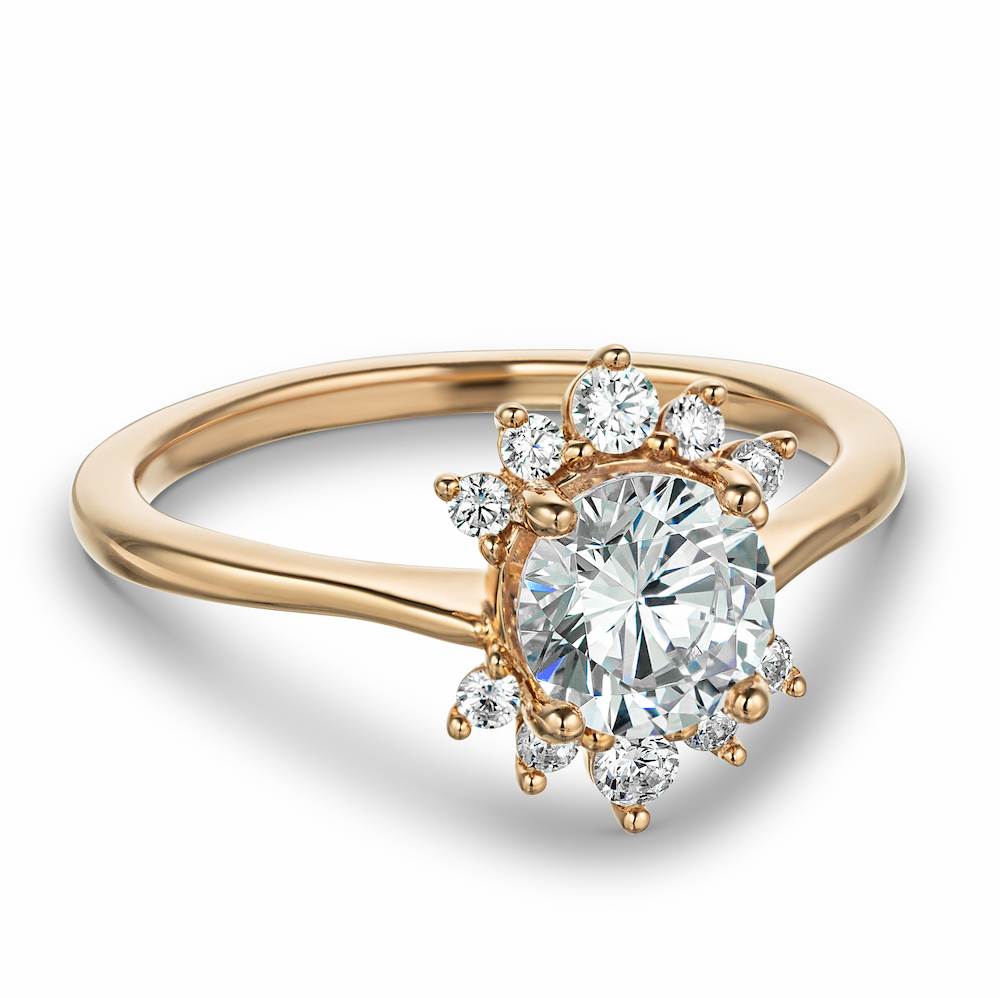 Matilda Round Lab Grown Diamond Starburst Halo Engagement Ring