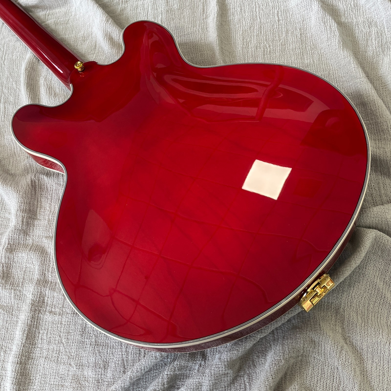 Electric Guitar ES 335 Red Semi Hollow Neck HH Pickups Gold Hardware