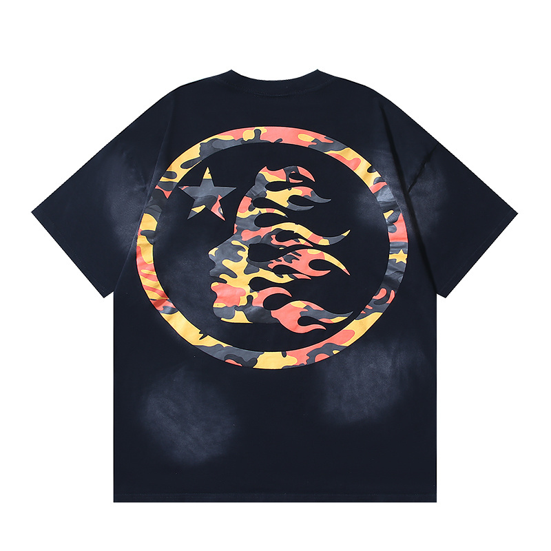 Hellstar Black Orange Camo Sports Logo T-Shirt