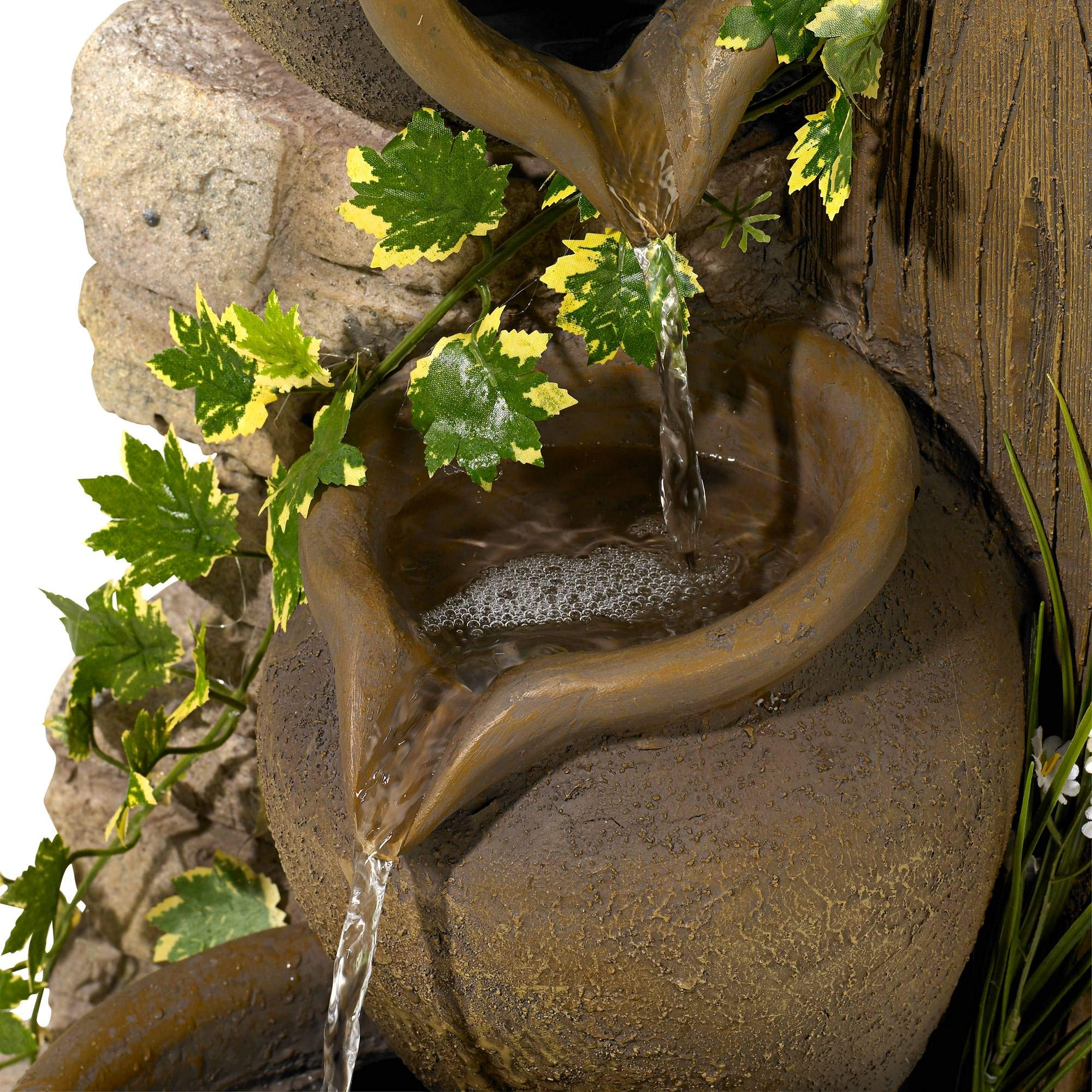 Cascading Rustic Floor Three Jugs Fountain