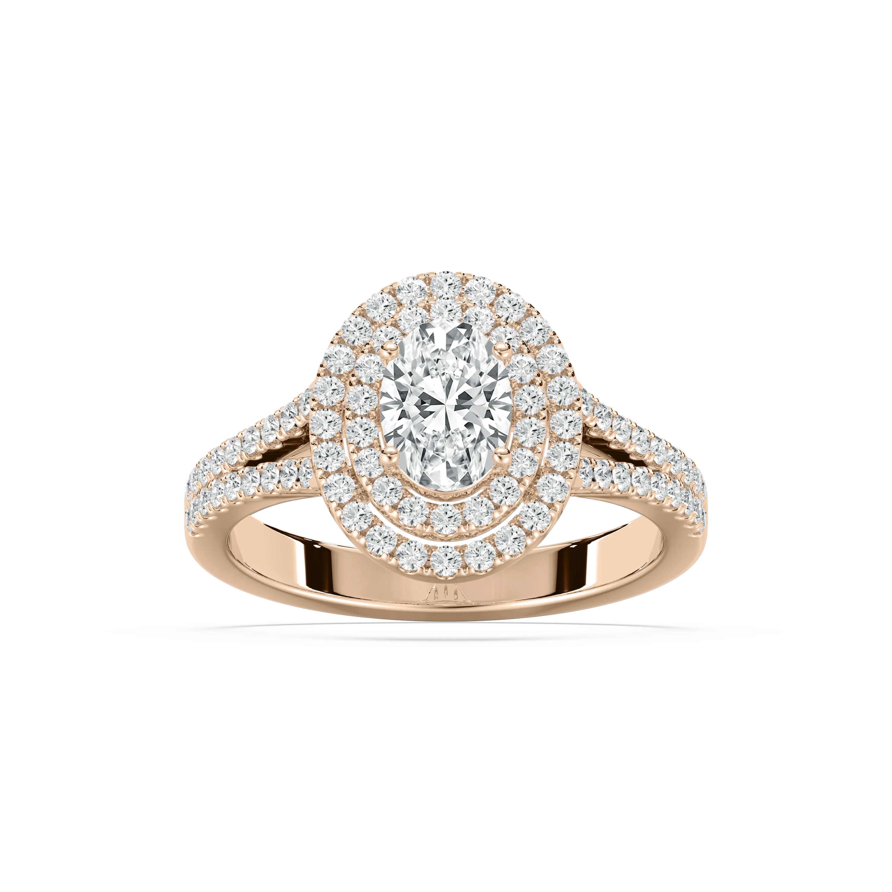 Gemma 1 ²⁄₅ ctw Oval Lab Grown Diamond Split Shank Double Halo Engagement Ring