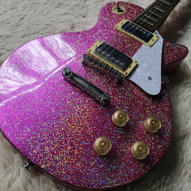 Hot Sale Factory Pink Glitter Shiny 6-string Electric Guitar