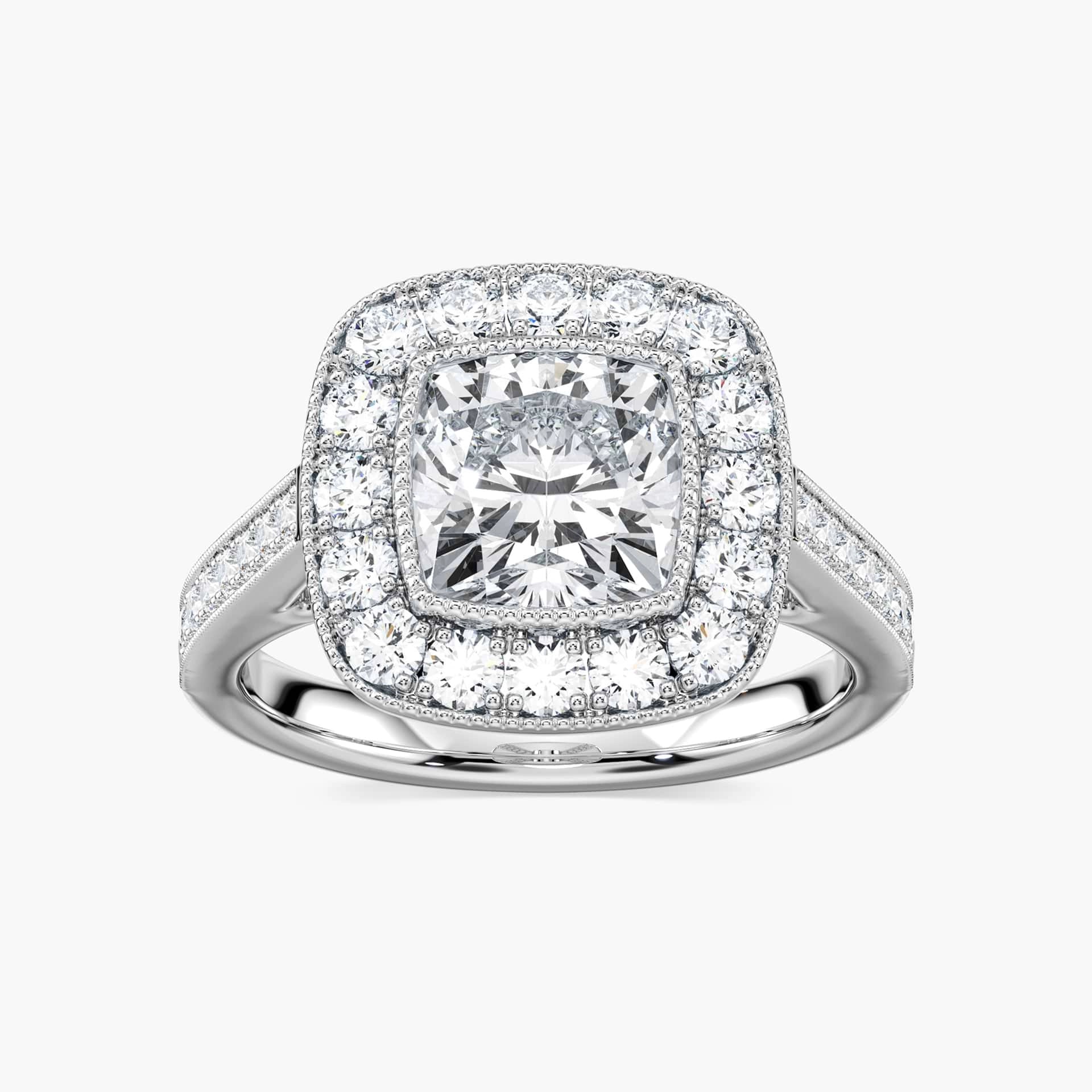 Tiffani Cushion Lab Grown Diamond Luxury Antique Vintage Halo Engagement Ring