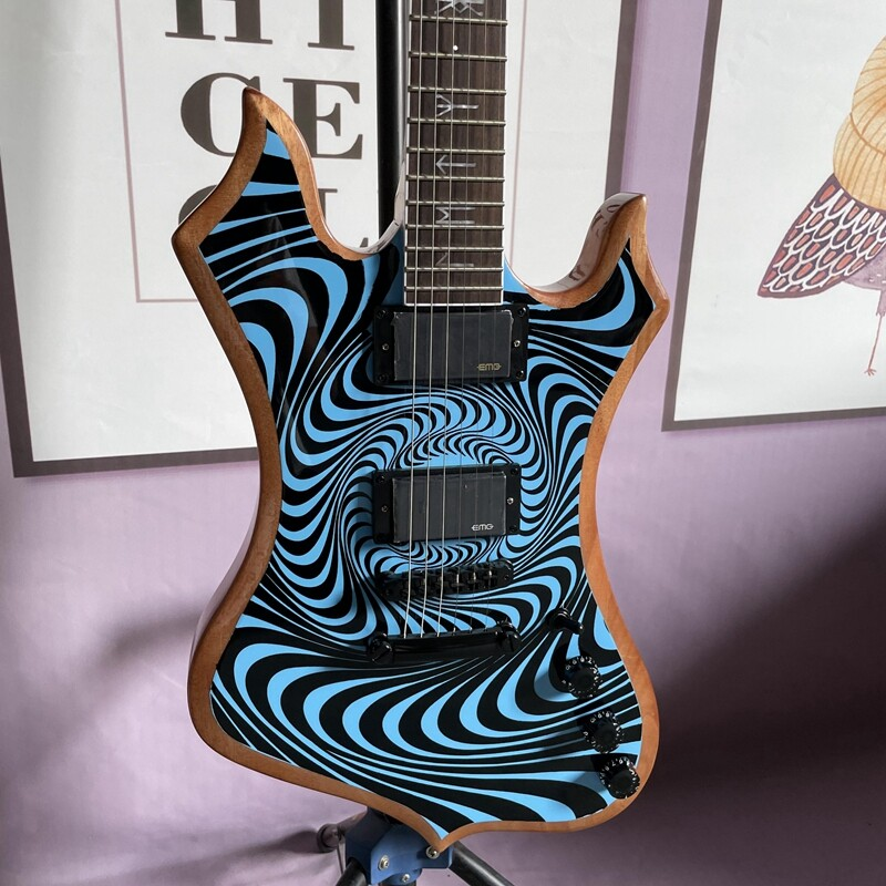 Zakk Wylde Audio Blue Electric Guitar Solid Black Hardware Primary Back & Side-
