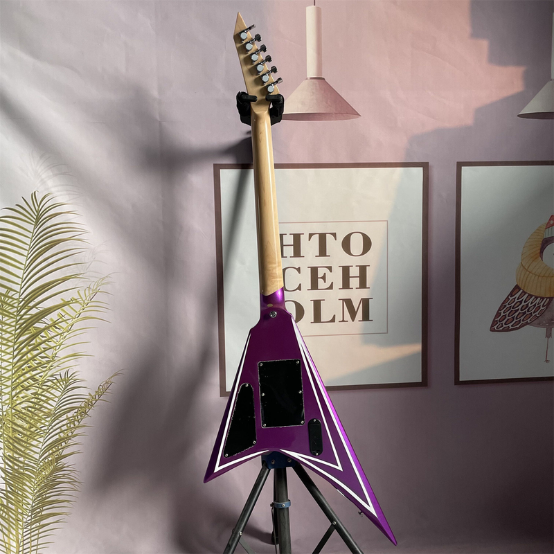 Purple Electric Guitar Alexi Laiho VShape Floyd Rose Bridge Solid Body 6 strings
