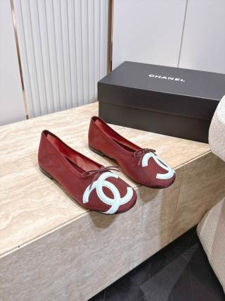 Chanel Mesh & Lambskin Bow Ballerina Flats