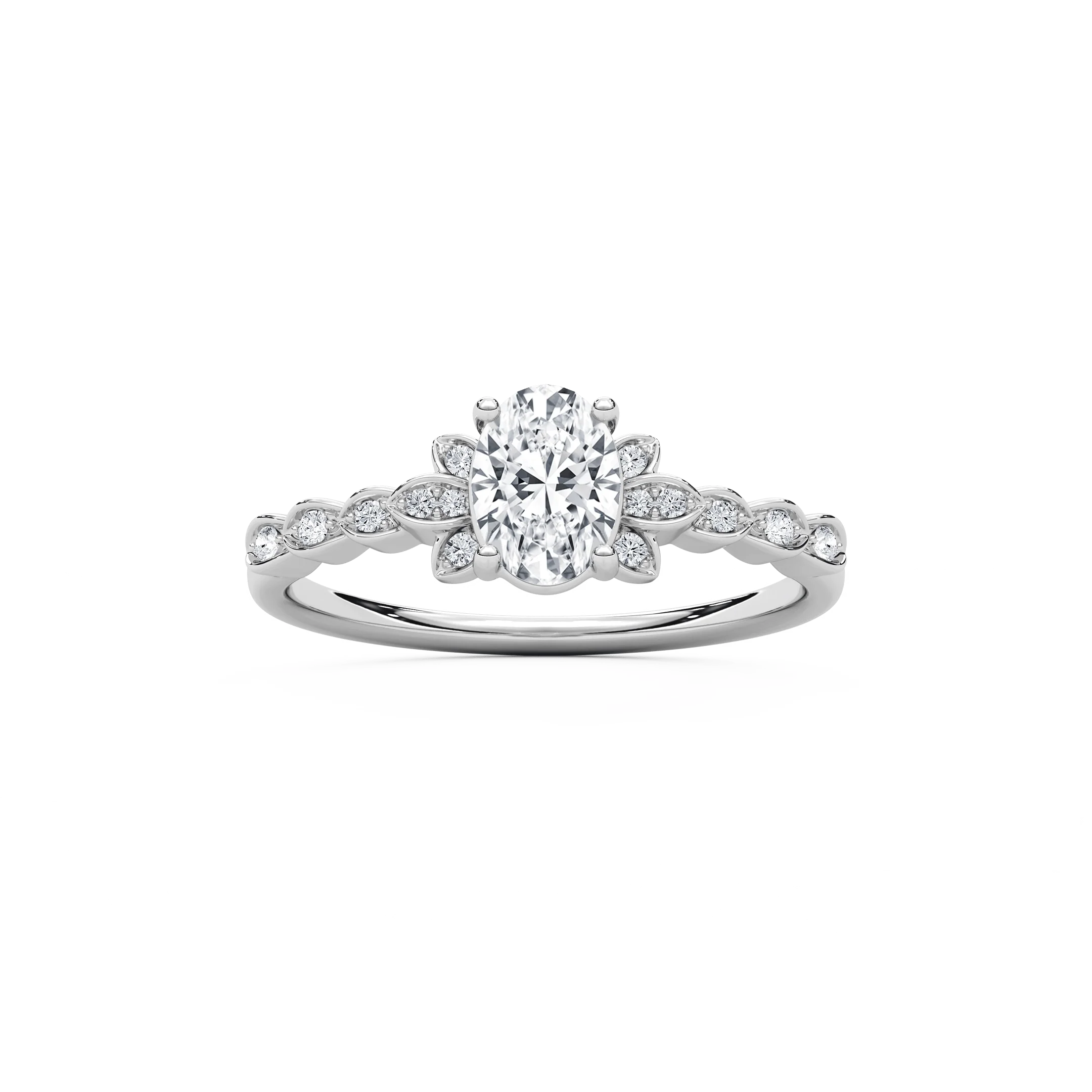 Leonie 3/4 ctw Oval Lab Grown Diamond Petite Bezel Set Side Stone Promise Ring
