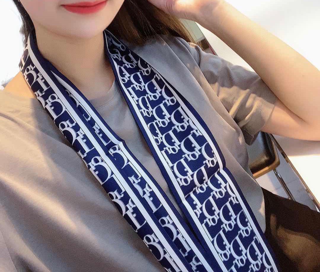 Dior Oblique Mitzah Scarf Black and Navy
