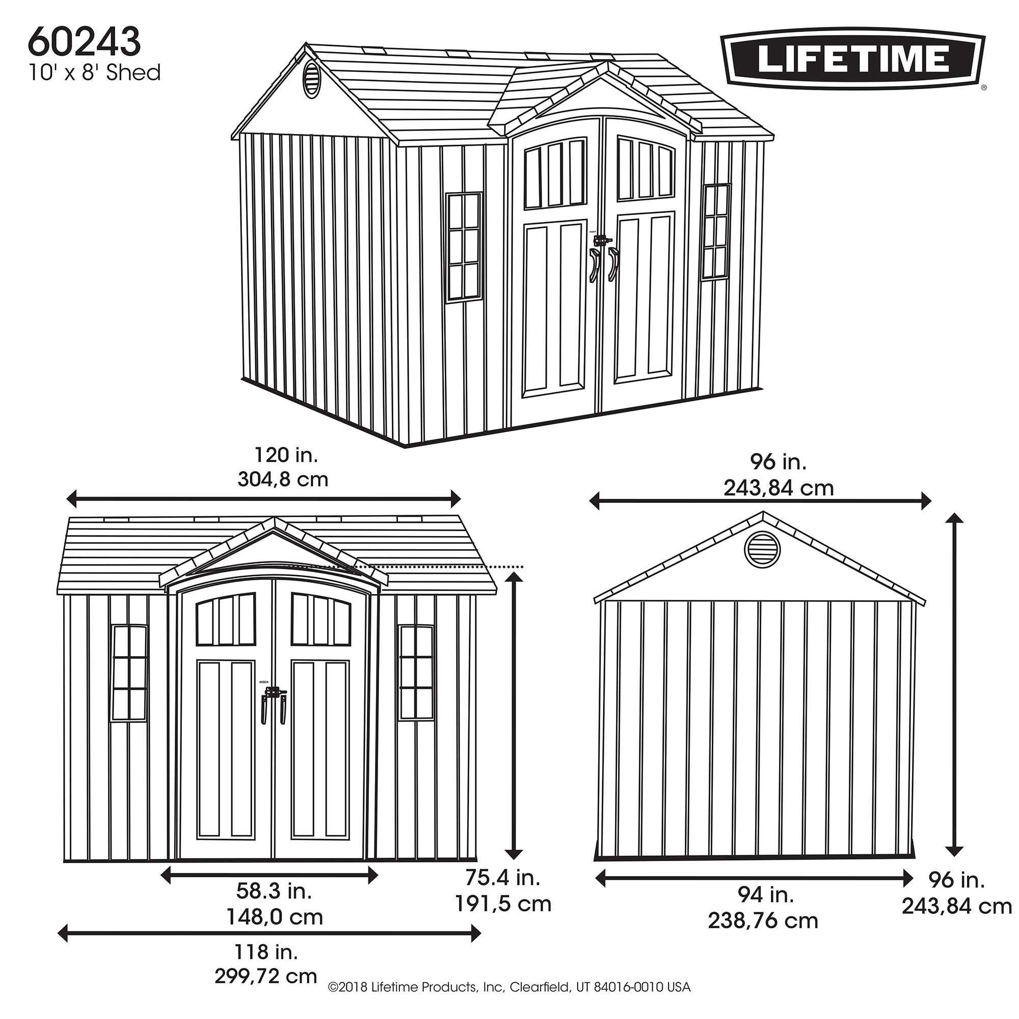 【Storage Shed】10 x 8 Ft. Storage Shed, Gray