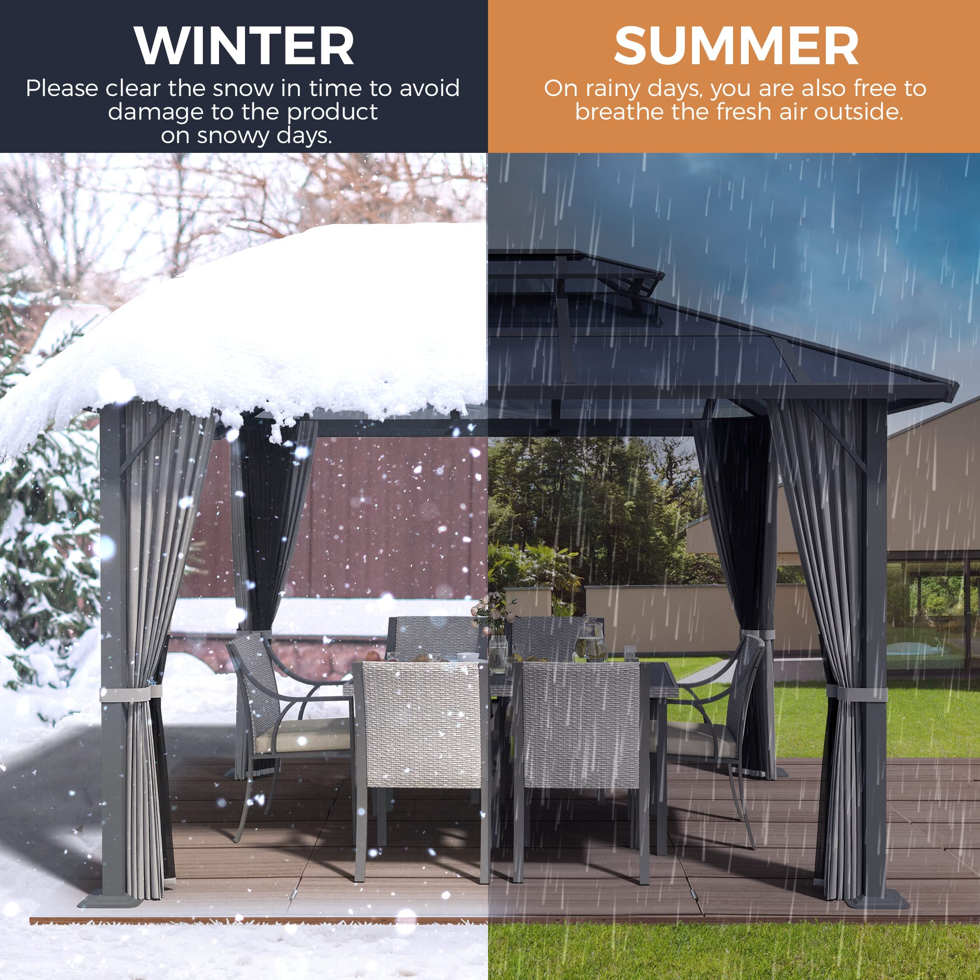 Double Hardtop Roof Gazebo