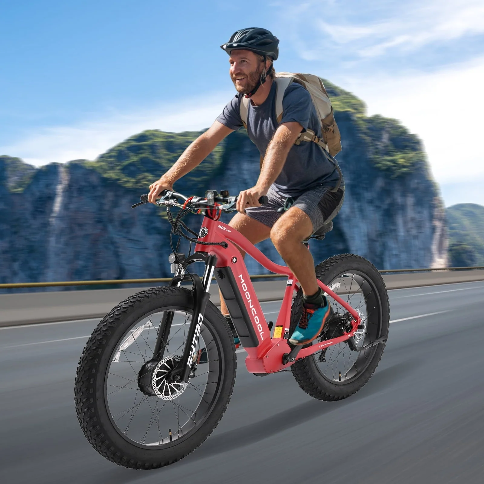 FICISOG 26in Fat Tire Electric Bike, Dual 500W Motors, 48V 15Ah