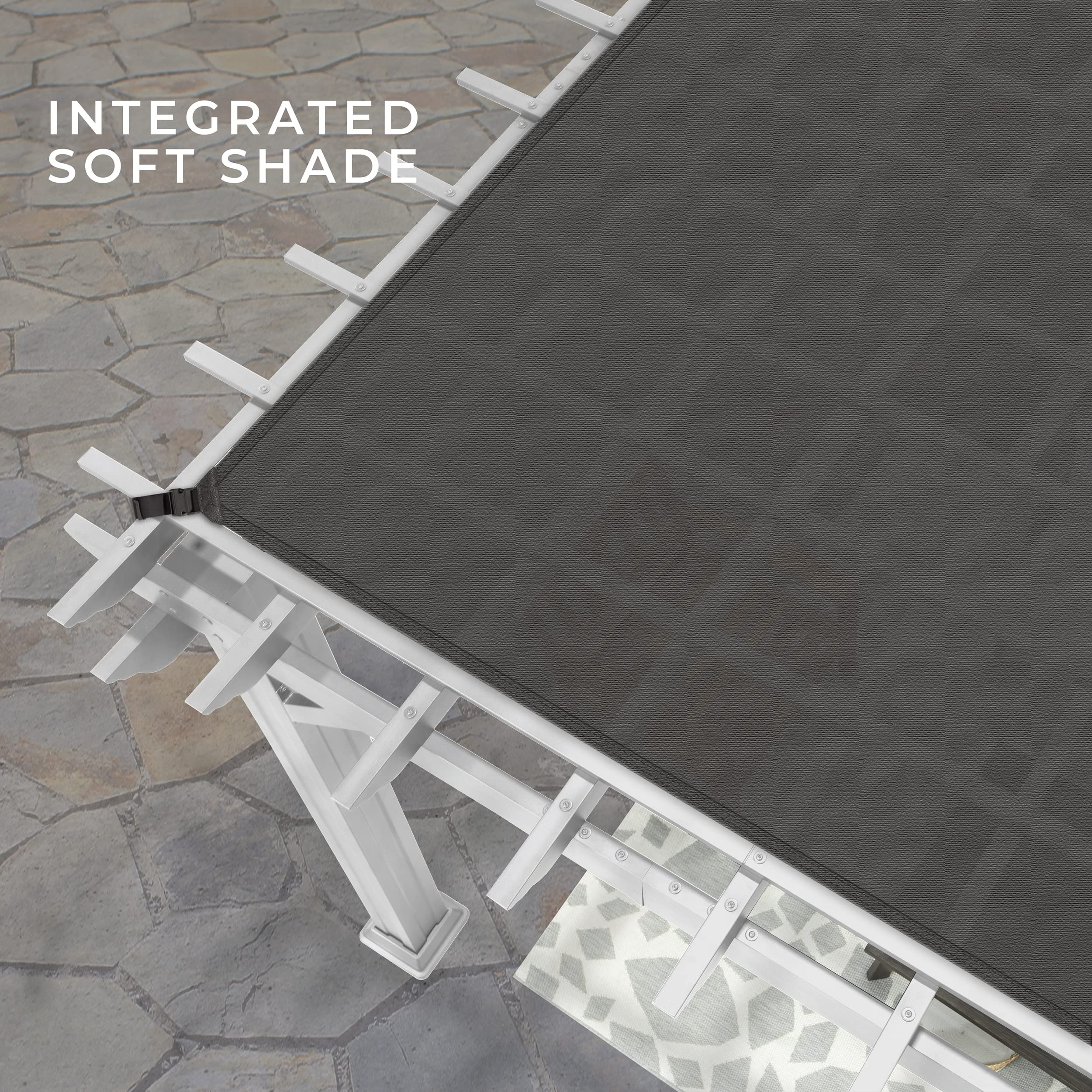 14' x 10' White Steel Traditional Pergola with Sail Shade Soft