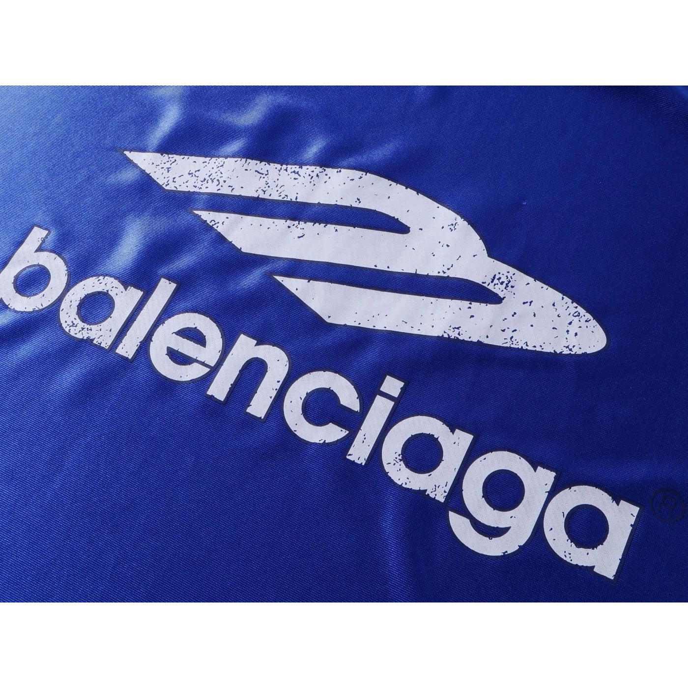 Balenciaga 3B Silhouette Ribbed V-neck Printed T-shirt Black/Blue/Gray