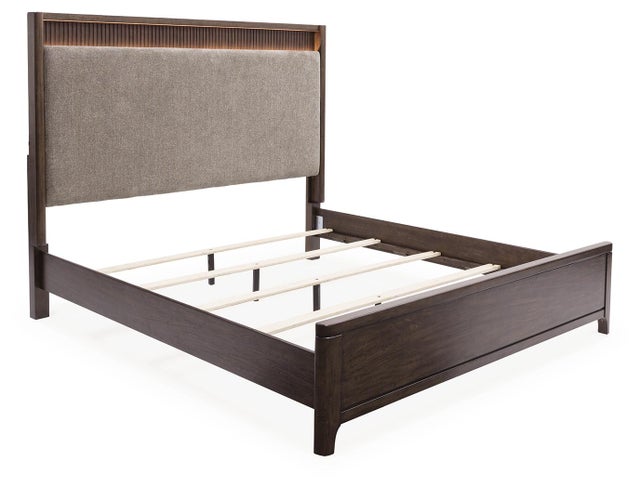 Korestone Upholstered Panel Bed with LED Light