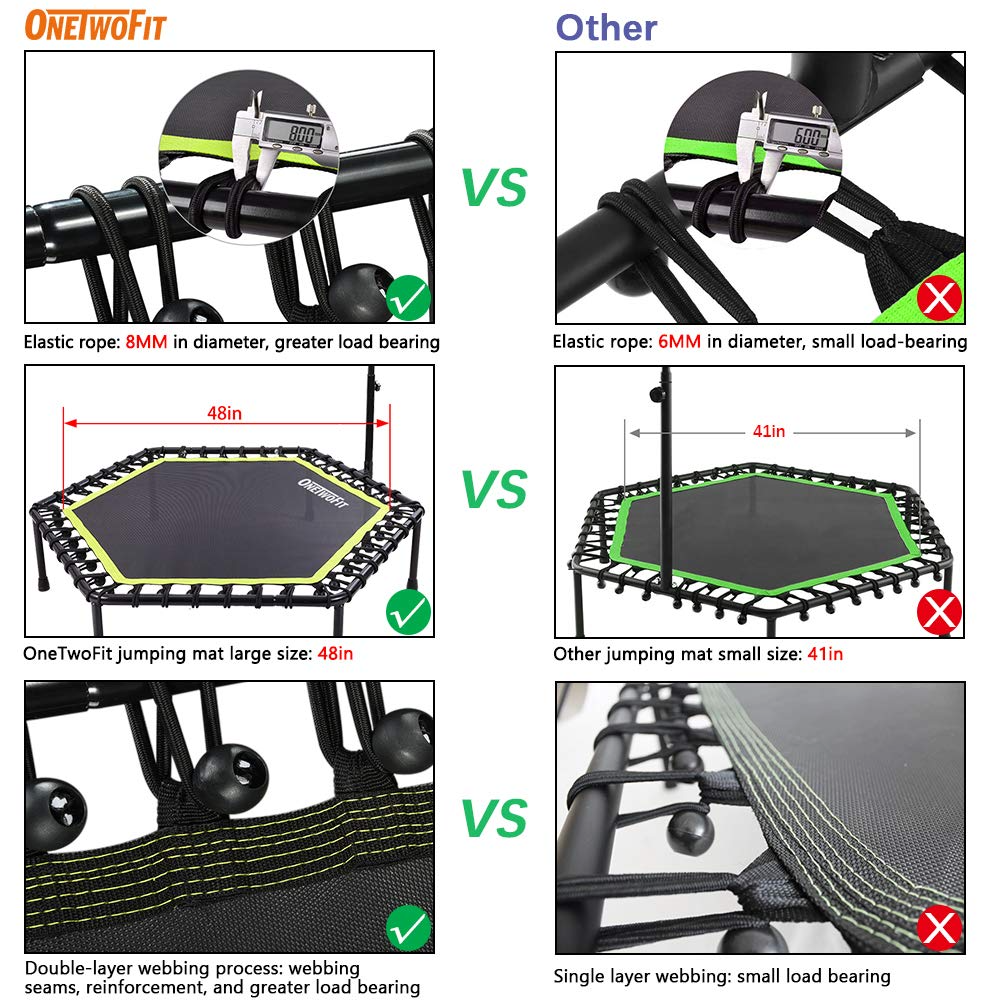 Silent Mini Fitness Trampoline with Adjustable Handle Bar
