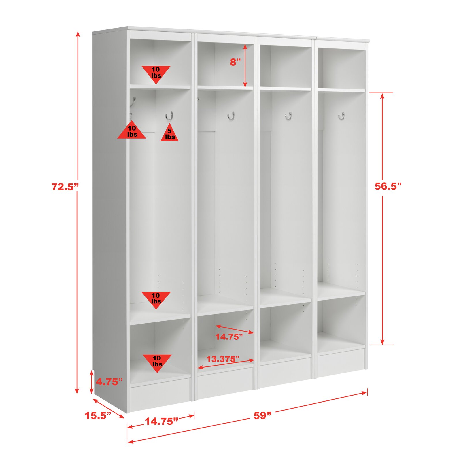 Mcalmont 59'' Wide Hall Tree (Set of 4)