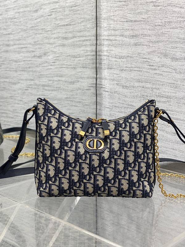 Dior Caro Shoulder Bag Navy Oblique