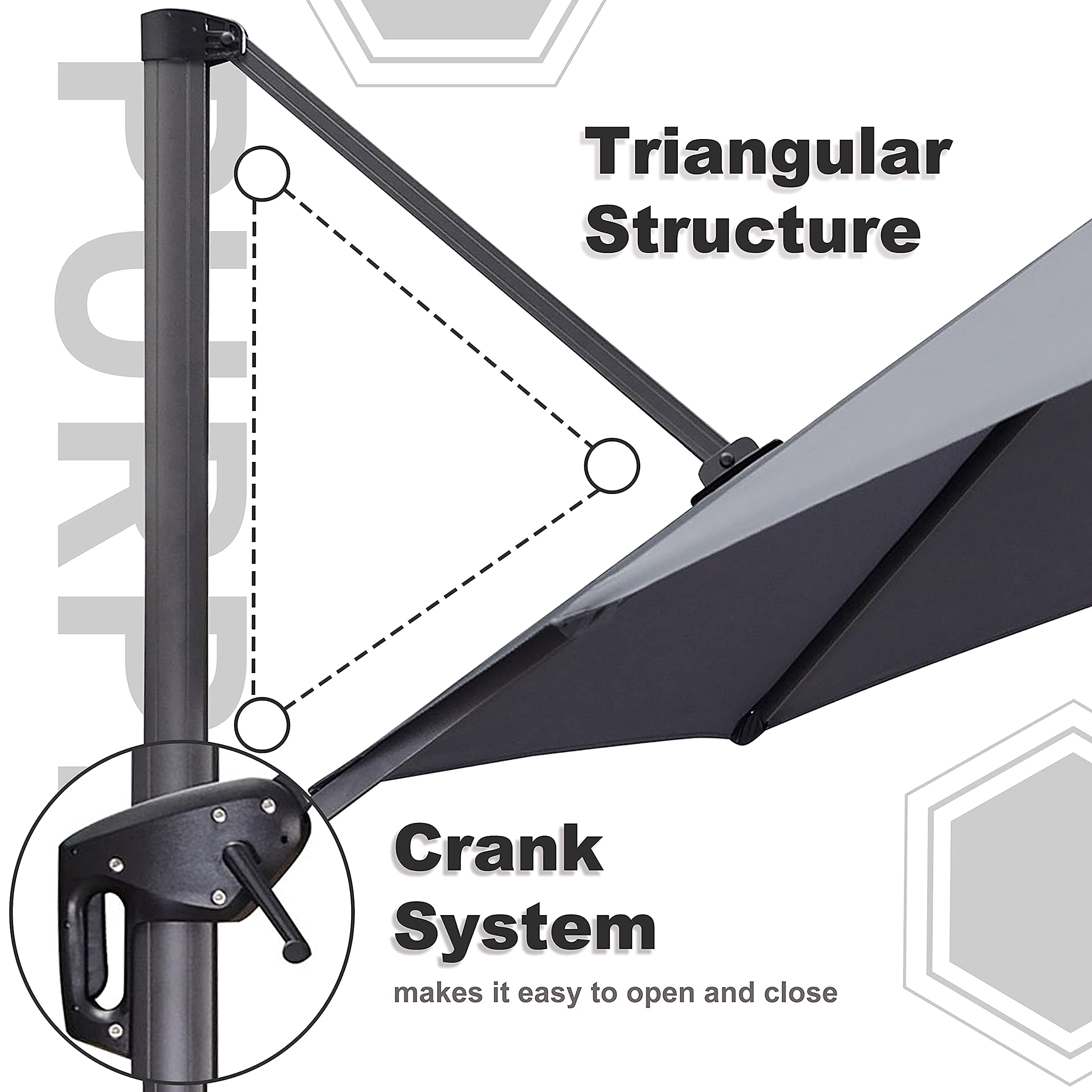 10 Feet Patio Umbrella Cantilever Solar Powered LED Swivel