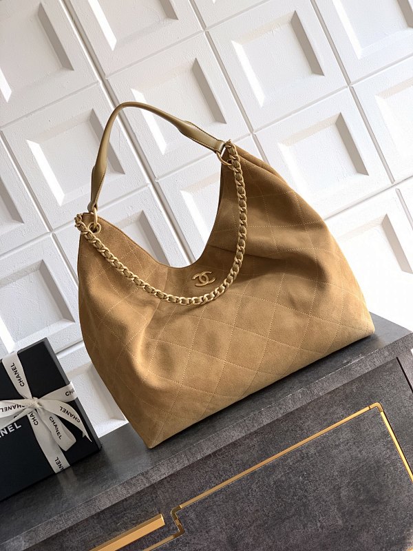 Chanel Suede Hobo Bag Honey
