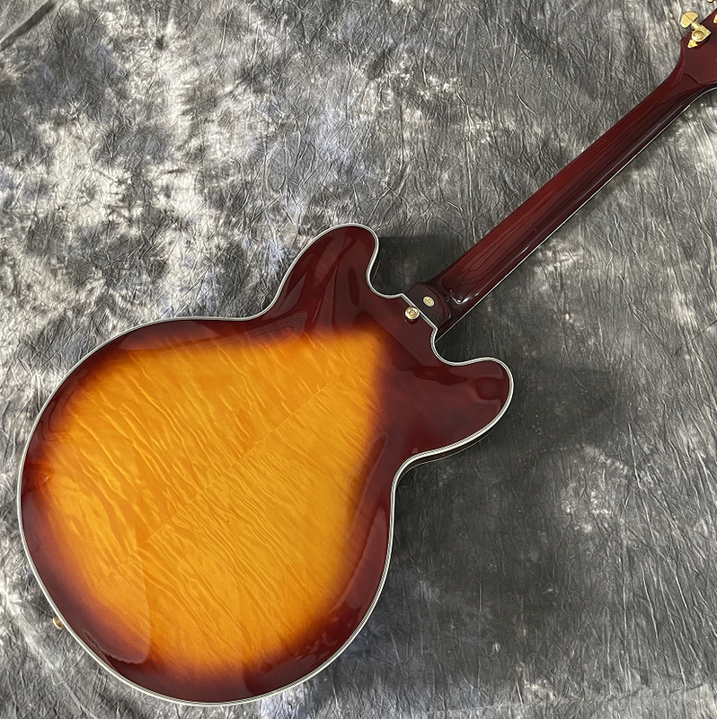 Custom ES339 Electric Guitar Sunburst Quilted Maple Top Mahogany Body HH Pickup