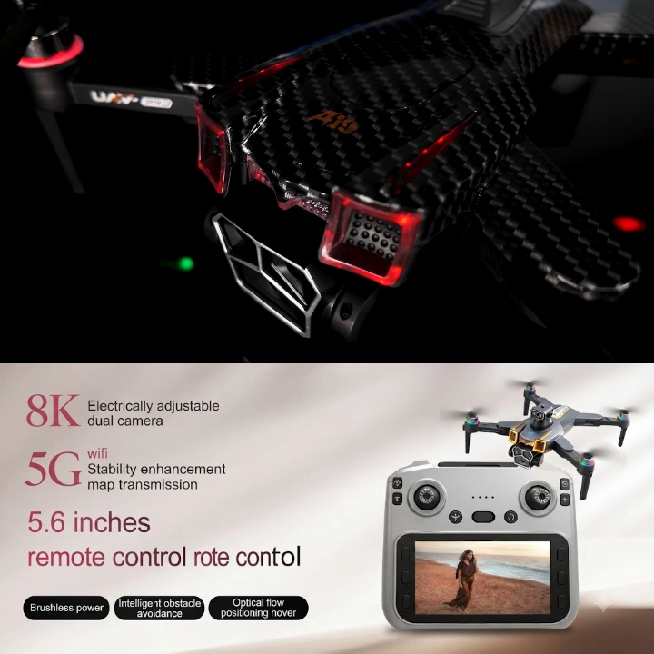 A19 Pro 8K Camera Drone | Smart Obstacle Avoidance Quadcopter with 5.6