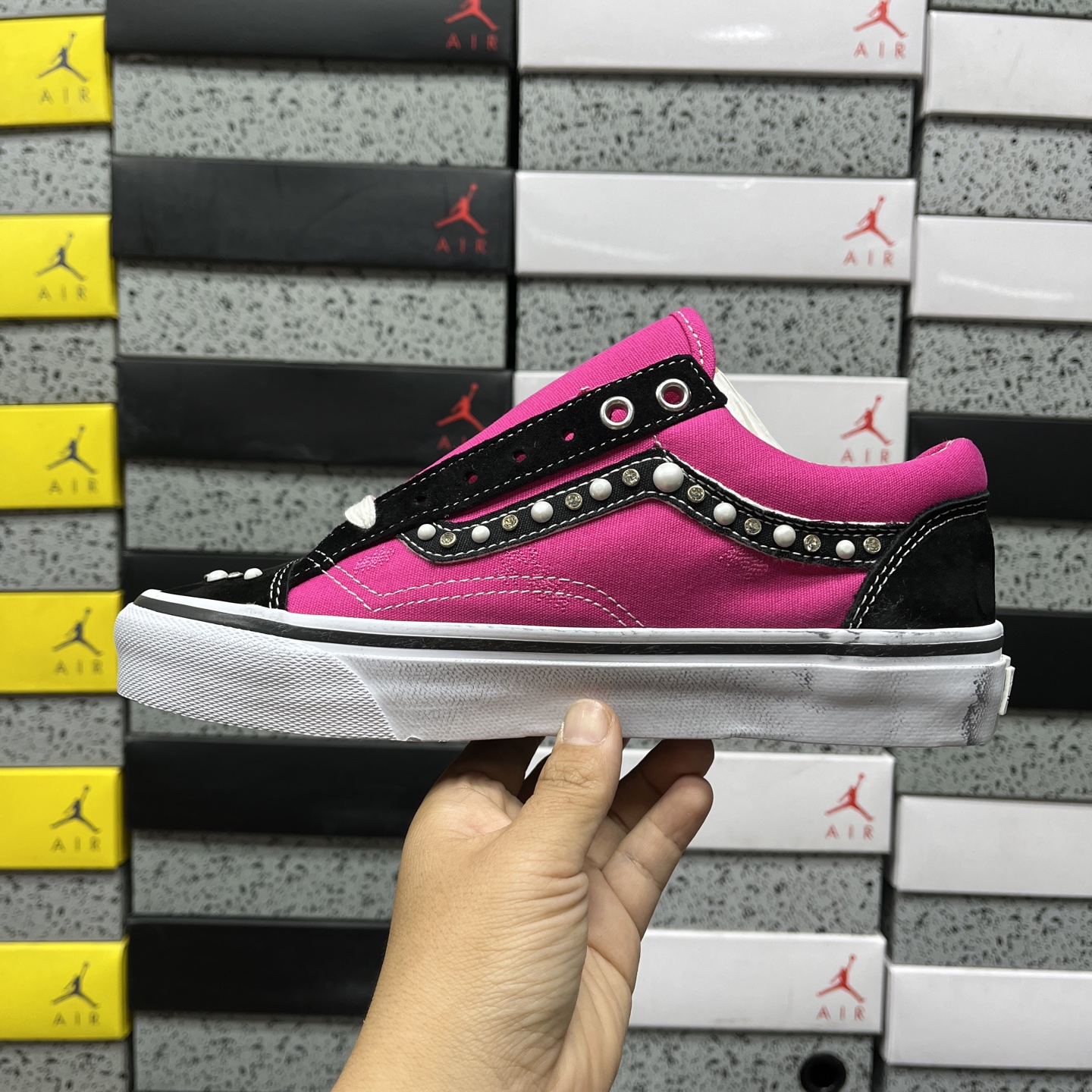 Vans Knu Skool Pink Black Pearl Stud