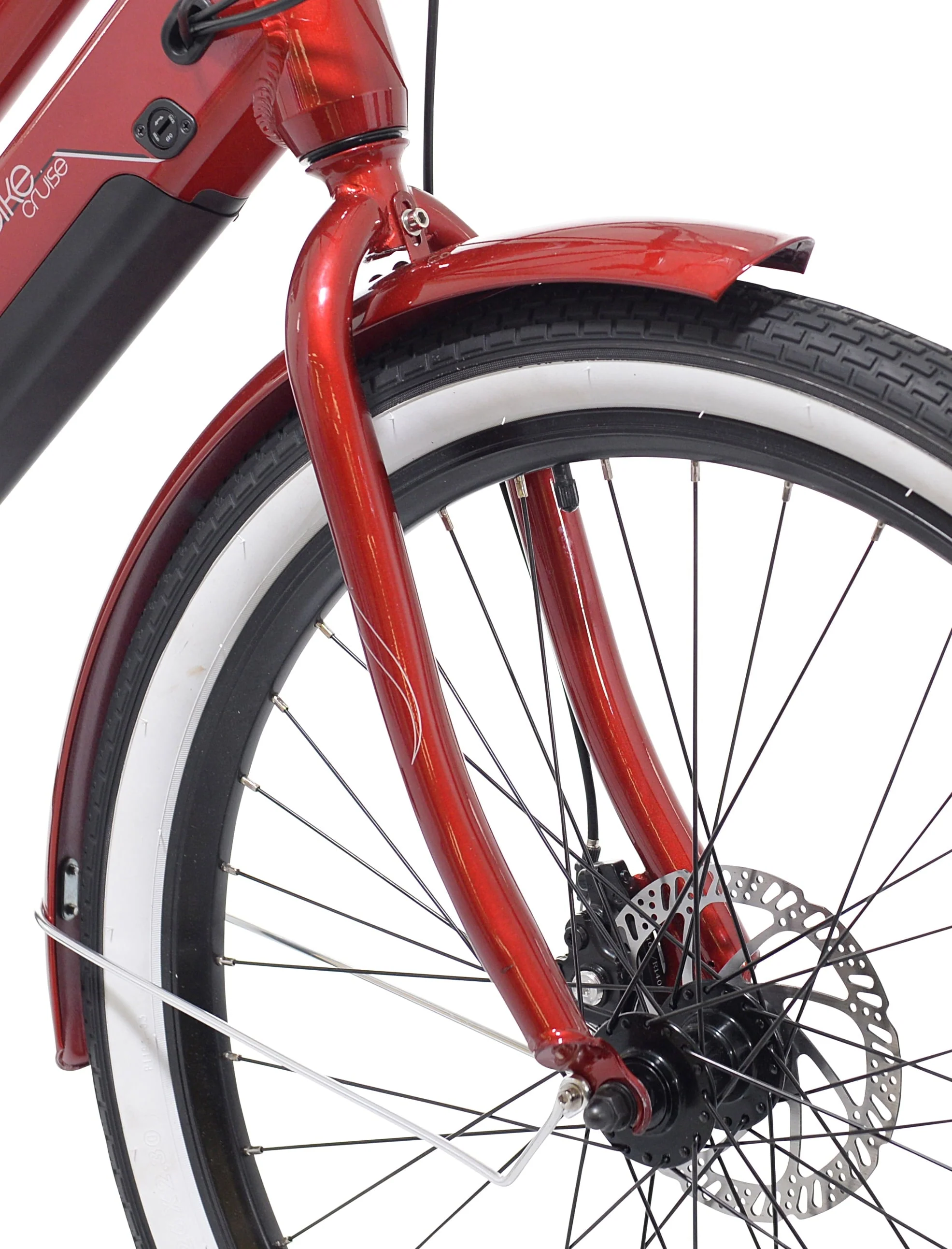Kent 26in Pedal-Assist Electric Cruiser Bike, 350W, Red