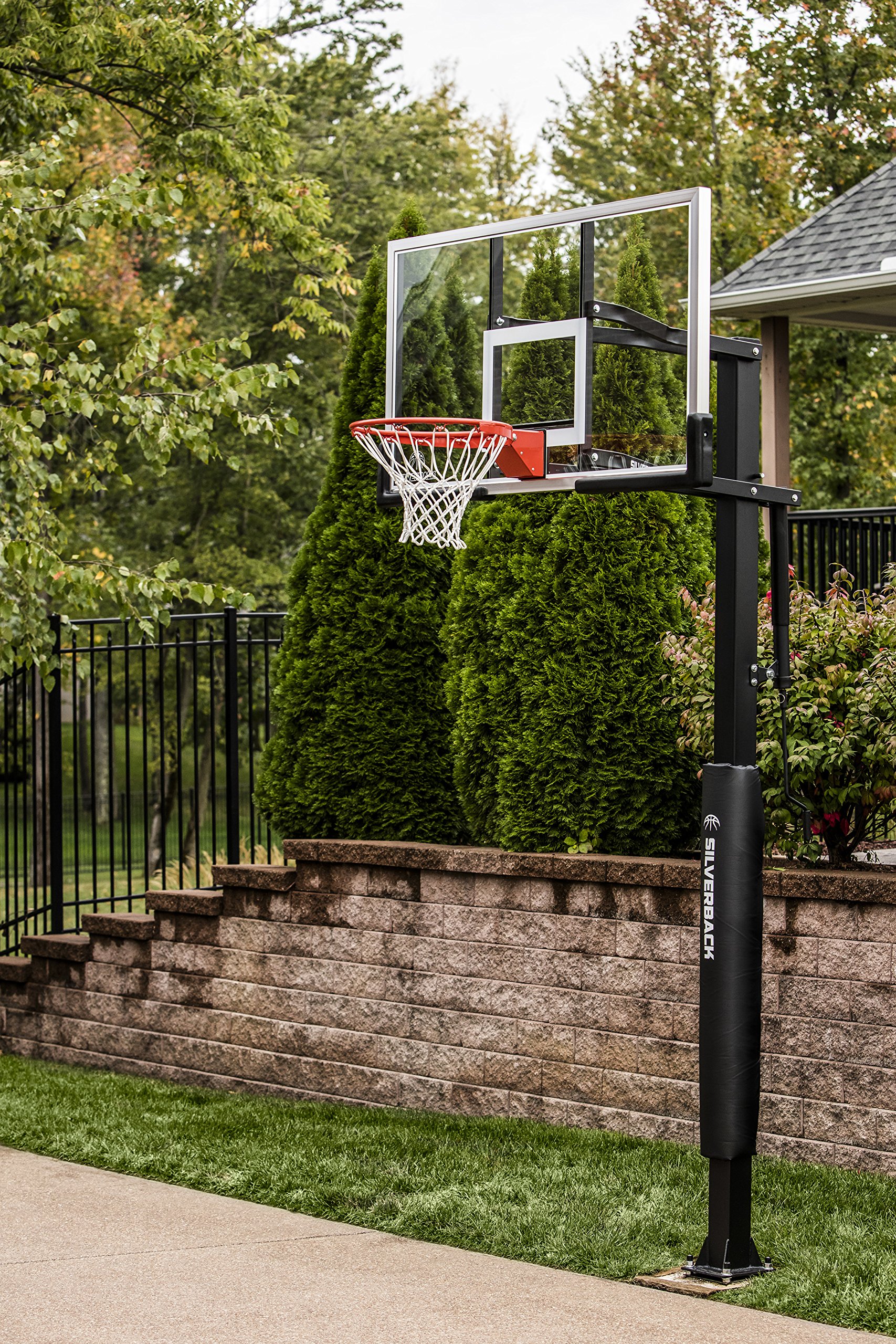 Ground Basketball Hoop with Adjustable-Height Tempered Glass